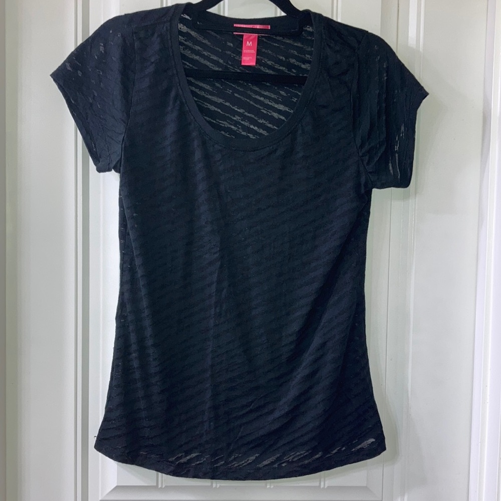 Black, sheer t-shirt. Size medium